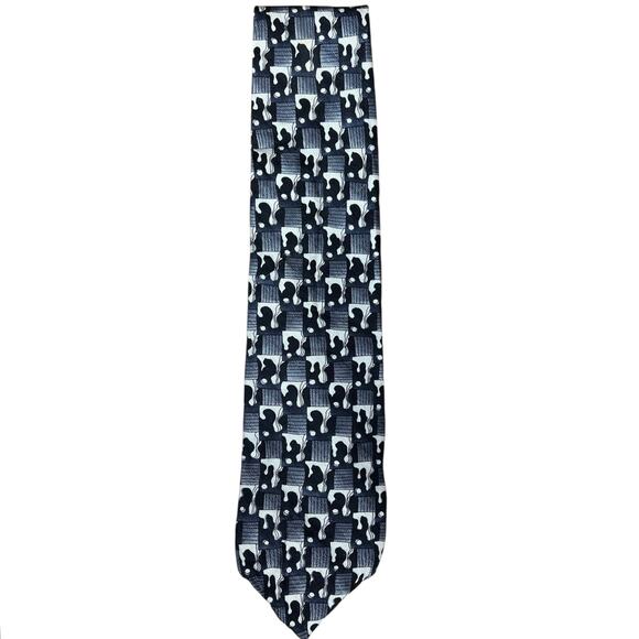 J. Garcia Stonehenge 100% Silk Neck Tie Abstract Gray Black Print Grateful Dead - Picture 1 of 6